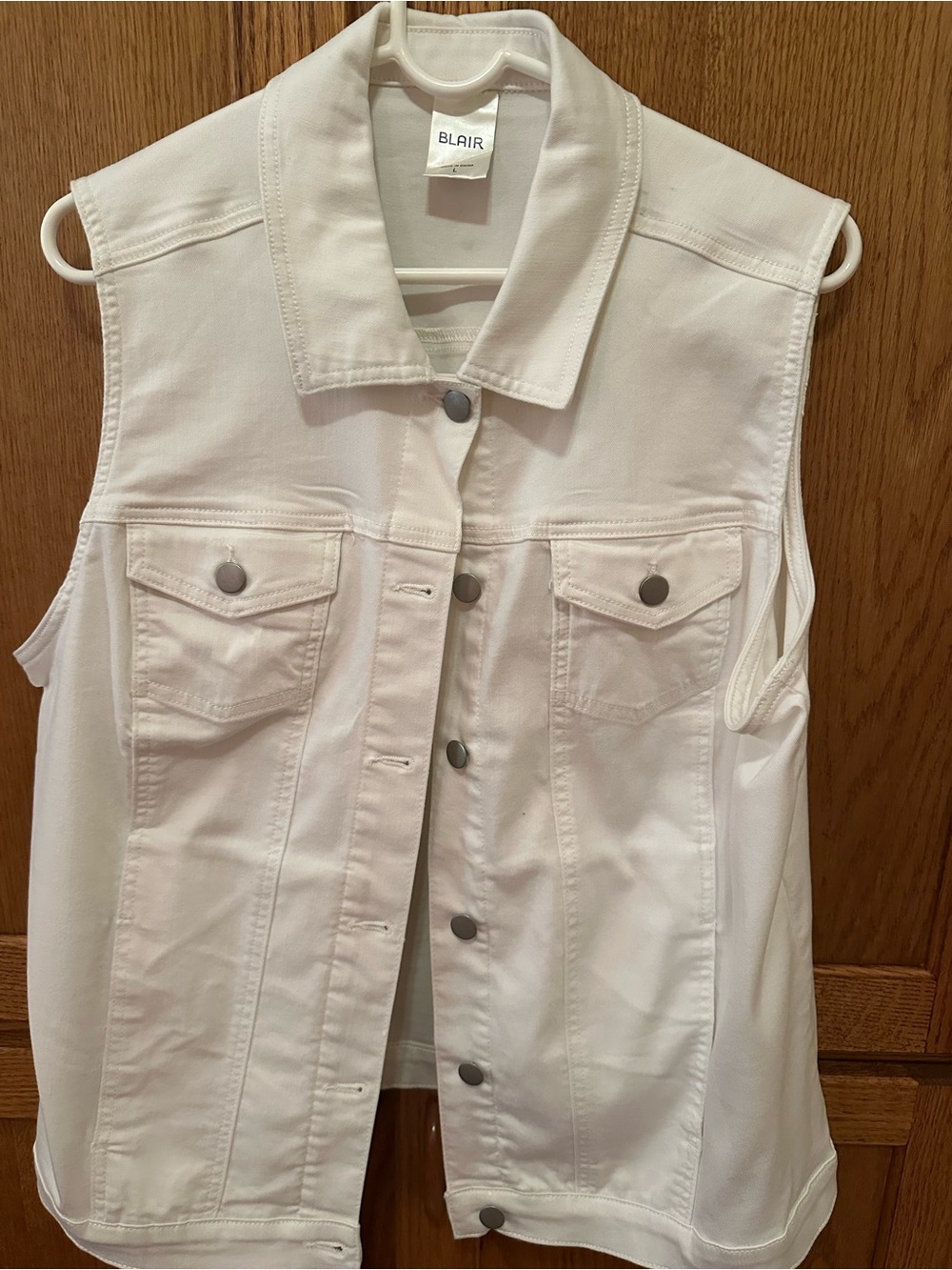 Blair White Sleeveless Denim Jacket Vest